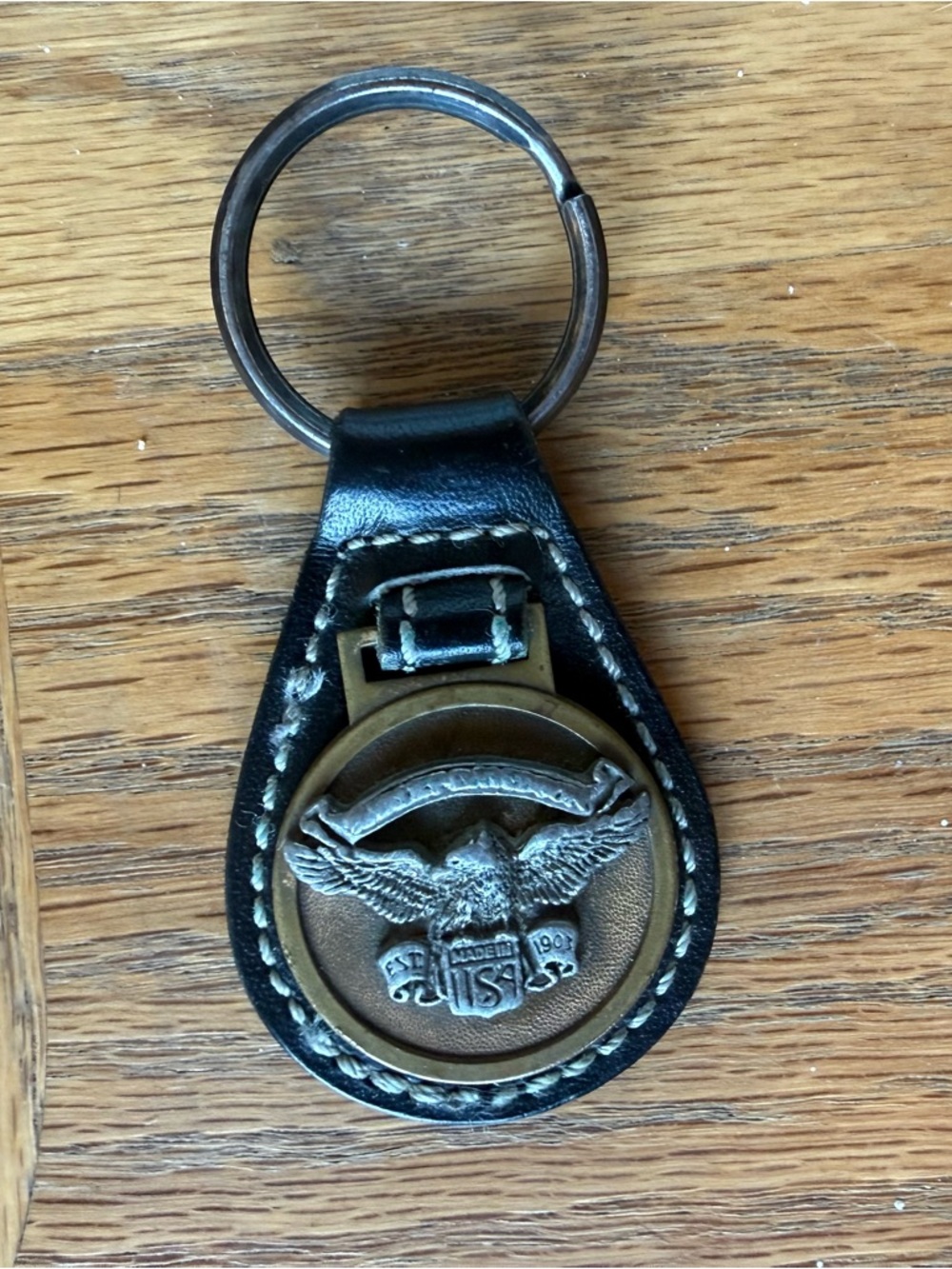Vintage Harley-Davidson Leather Keychain Eagle Medallion Made in USA Biker